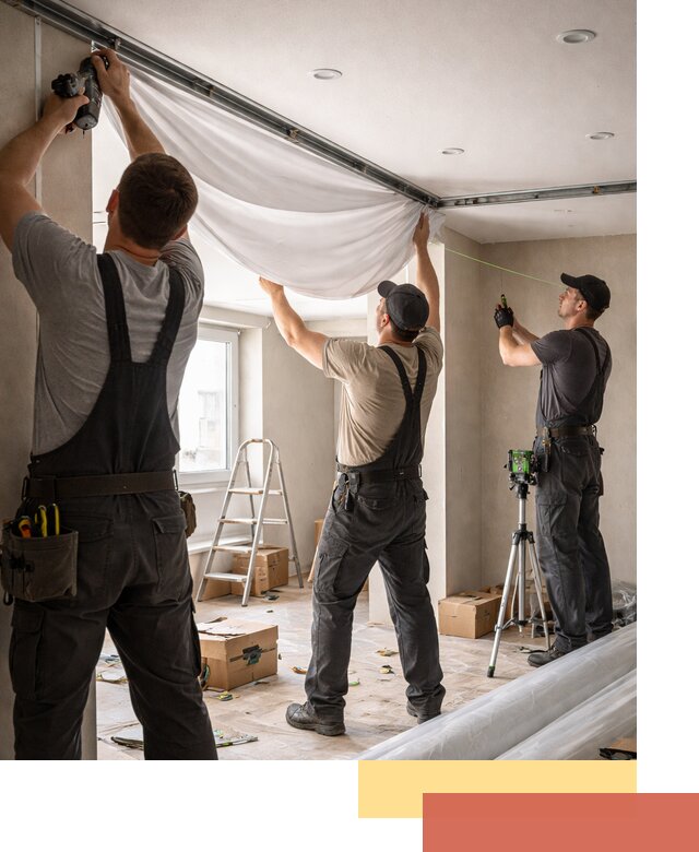 Монтаж парящего натяжного потолка под ключ в Камышине