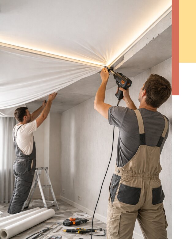 Монтаж натяжного потолка с подсветкой в Камышине от 976 руб. | ОТДЕЛОЧНИК-Кмш