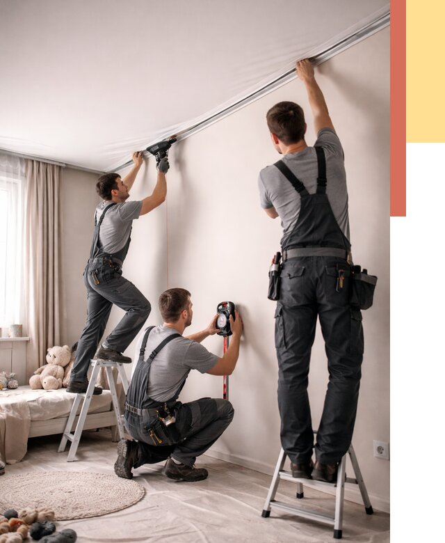 Монтаж натяжного потолка в детской в Камышине от 3597 руб. — быстро и недорого | ОТДЕЛОЧНИК-Кмш