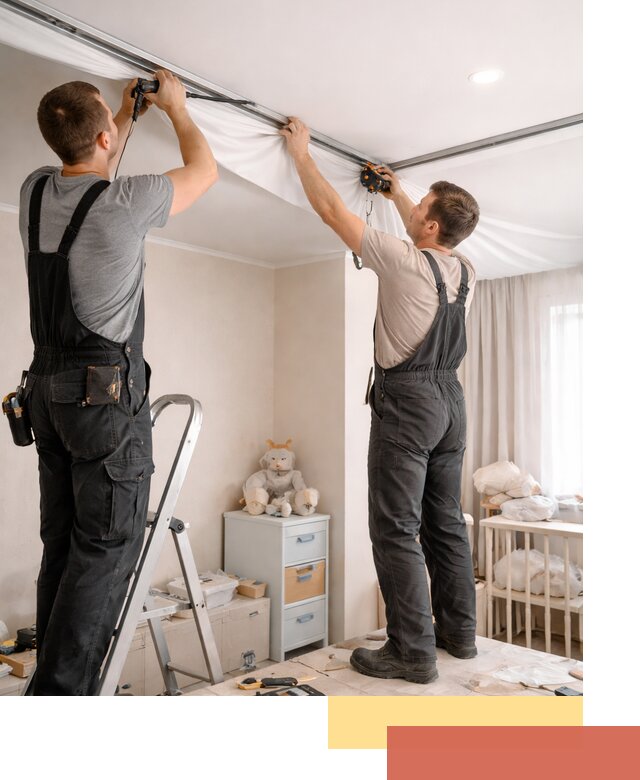 Монтаж натяжного потолка в детской комнате в Камышине