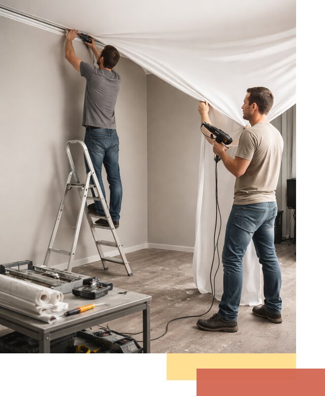 Монтаж натяжного потолка в студии в Камышине