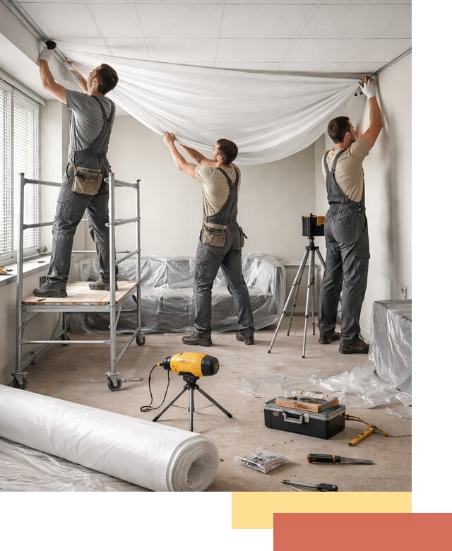 Монтаж натяжного потолка в офисе в Камышине