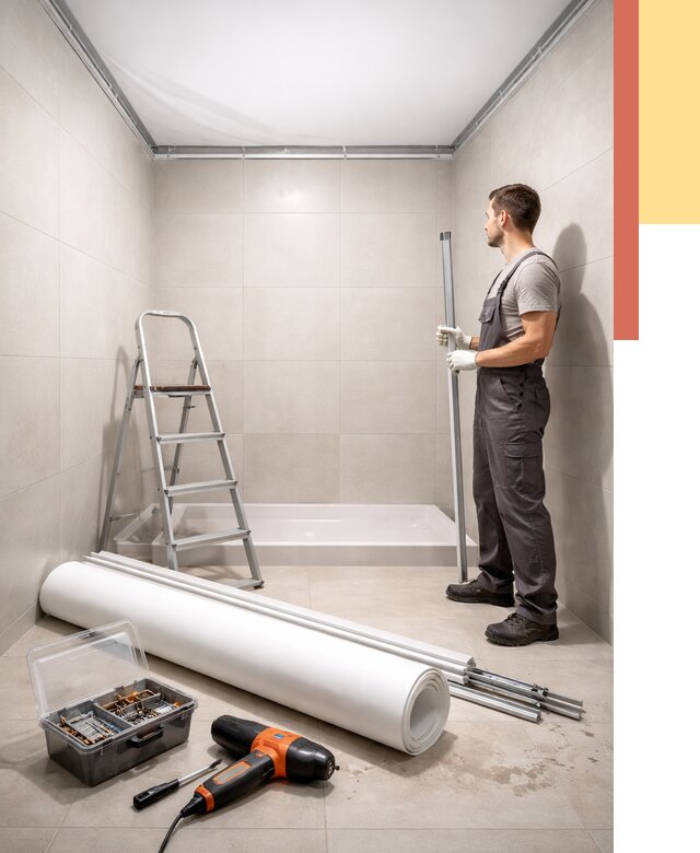 Монтаж натяжного потолка в санузле в Камышине от 1901 руб. — ОТДЕЛОЧНИК-Кмш