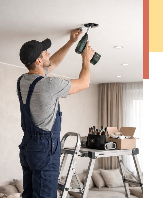 Установка и монтаж точечных светильников в натяжной потолок в Камышине от 1850 руб. | ОТДЕЛОЧНИК-Кмш