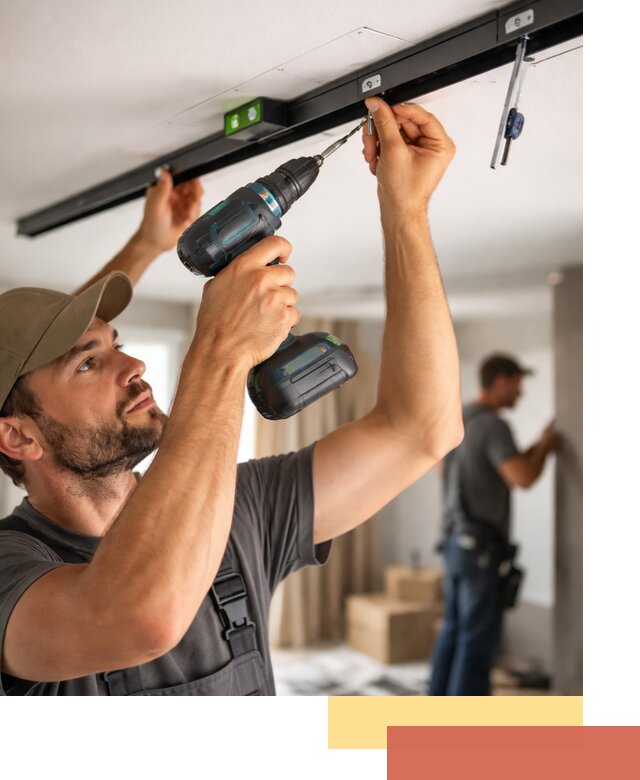 Установка трековых светильников в натяжной потолок в Камышине