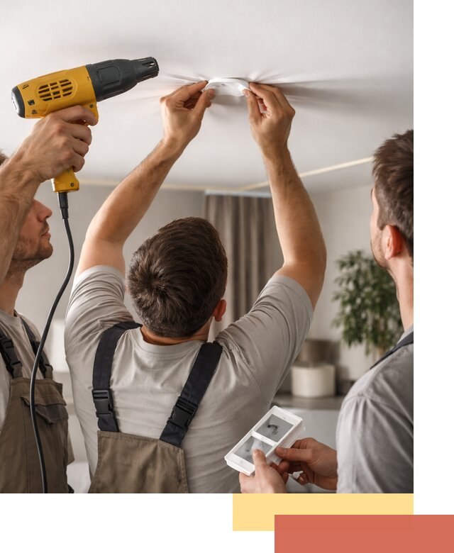 Ремонт прокола полотна натяжного потолка в Камышине