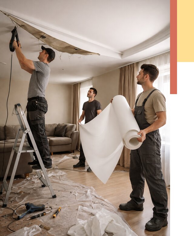 Замена полотна натяжного потолка в Камышине от 9762 руб. быстро и недорого | ОТДЕЛОЧНИК-Кмш