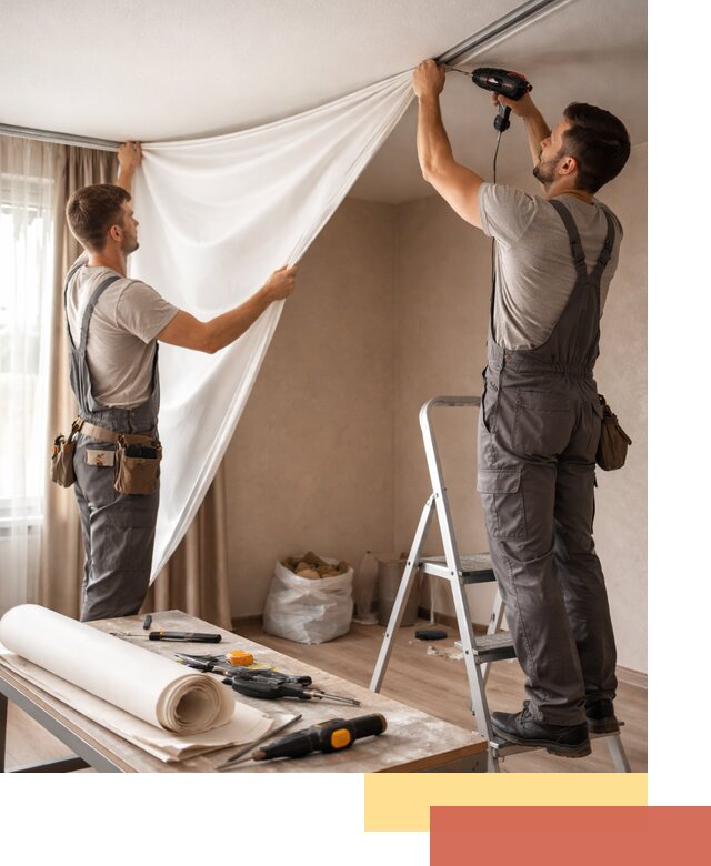 Замена полотна натяжного потолка в Камышине быстро и качественно