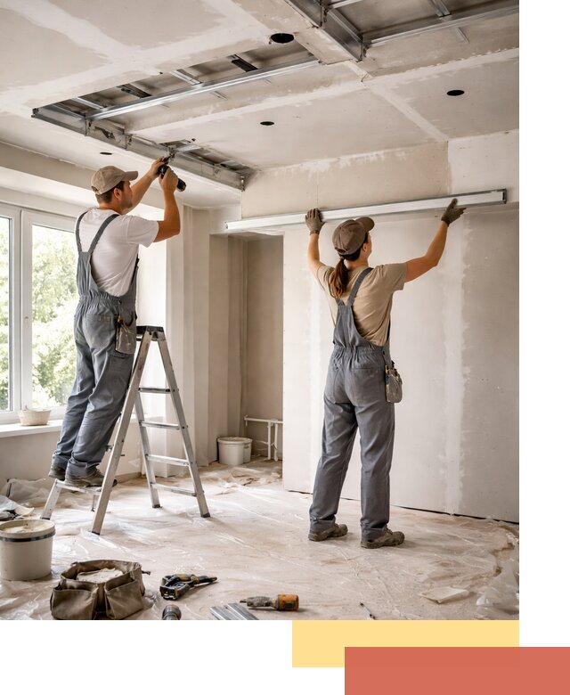 Монтаж многоуровневого потолка из гипсокартона в Камышине