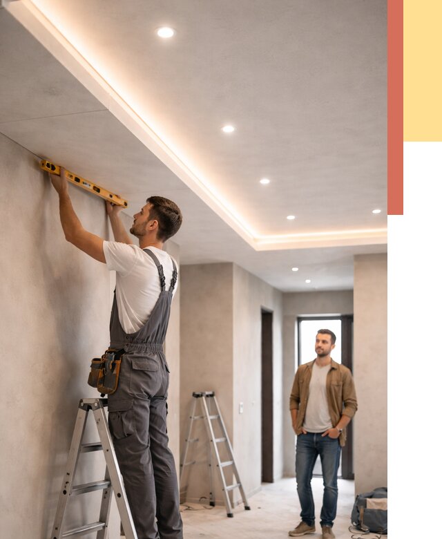 Потолок из гипсокартона с подсветкой в Камышине от 771 руб./м2 под ключ | ОТДЕЛОЧНИК-Кмш