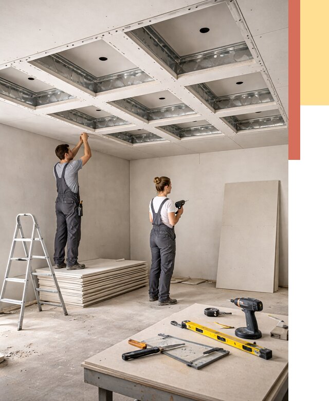 Кессонный потолок из гипсокартона в Камышине от 1901 руб. — монтаж и под ключ | ОТДЕЛОЧНИК-Кмш