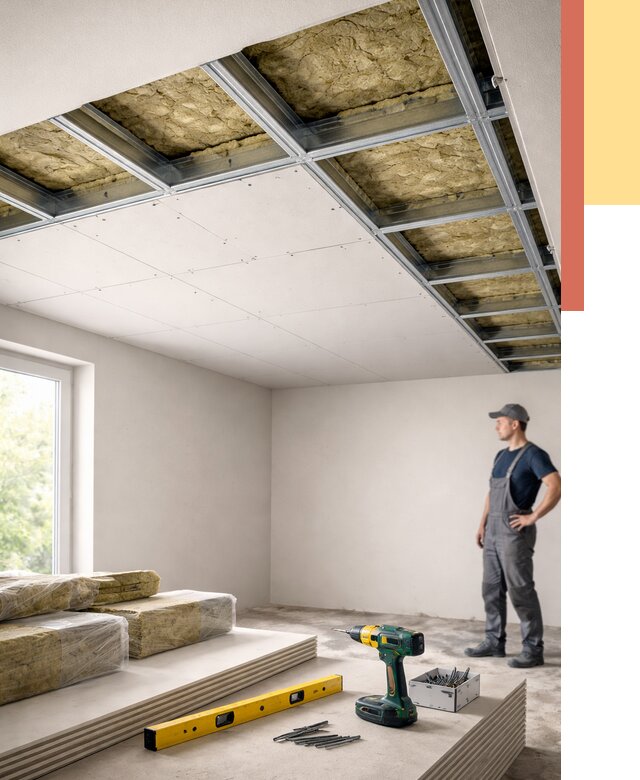 Звукоизоляция потолка ГКЛ в Камышине от 976 руб. — монтаж под ключ | ОТДЕЛОЧНИК-Кмш