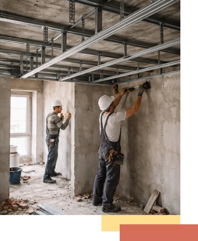 Монтаж каркаса потолка из профильного профиля в Камышине