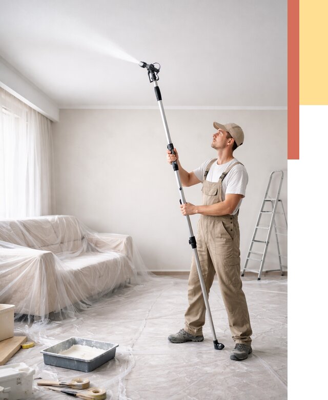 Покраска потолка краскопультом в Камышине от 4624 руб. быстро и недорого | ОТДЕЛОЧНИК-Кмш