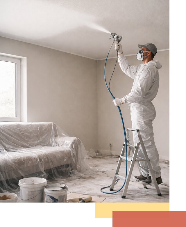 Покраска потолка краскопультом в Камышине быстро и качественно