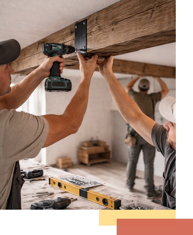 Монтаж декоративных потолочных балок в Камышине